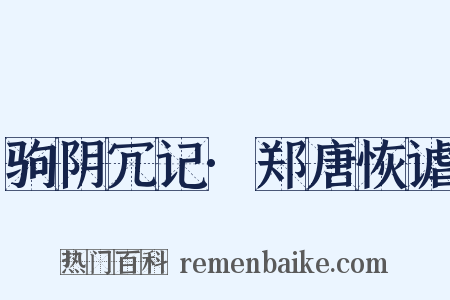 驹阴冗记·郑唐恢谑是什么意思的图片